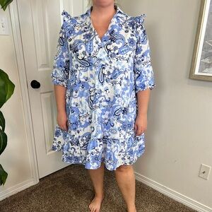 Blue paisley print dress